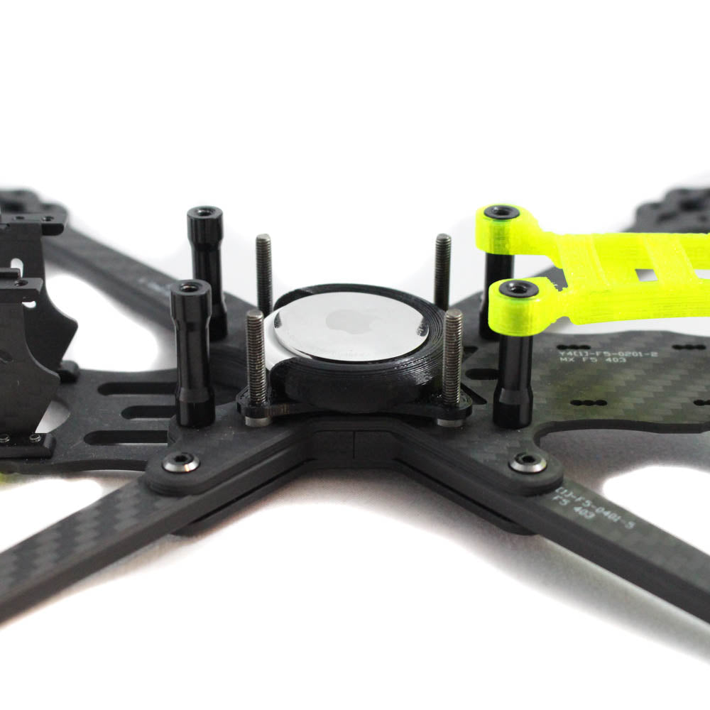 fpv drone apple airtag stack mount black on the drone